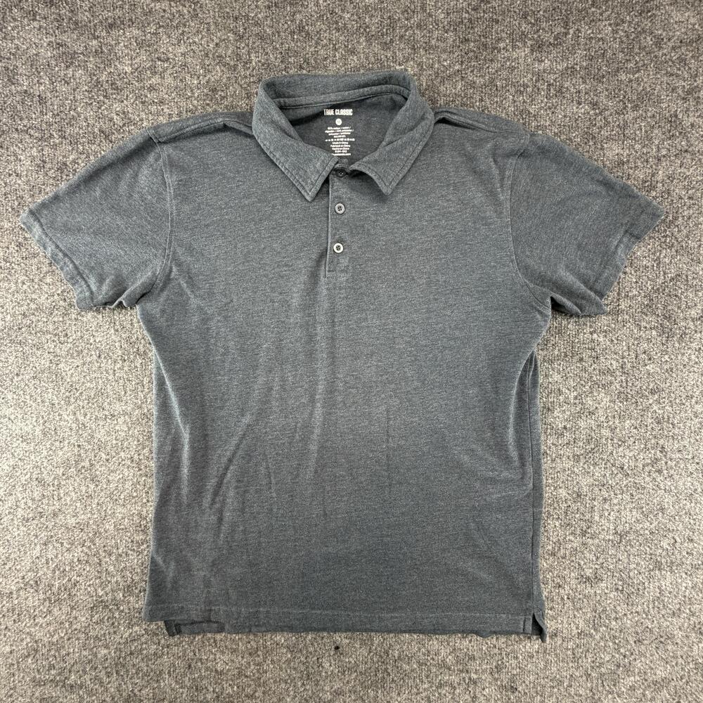 True Classic Polo Shirt Mens Medium Dark Blue Jersey Knit Cotton Blend Casual